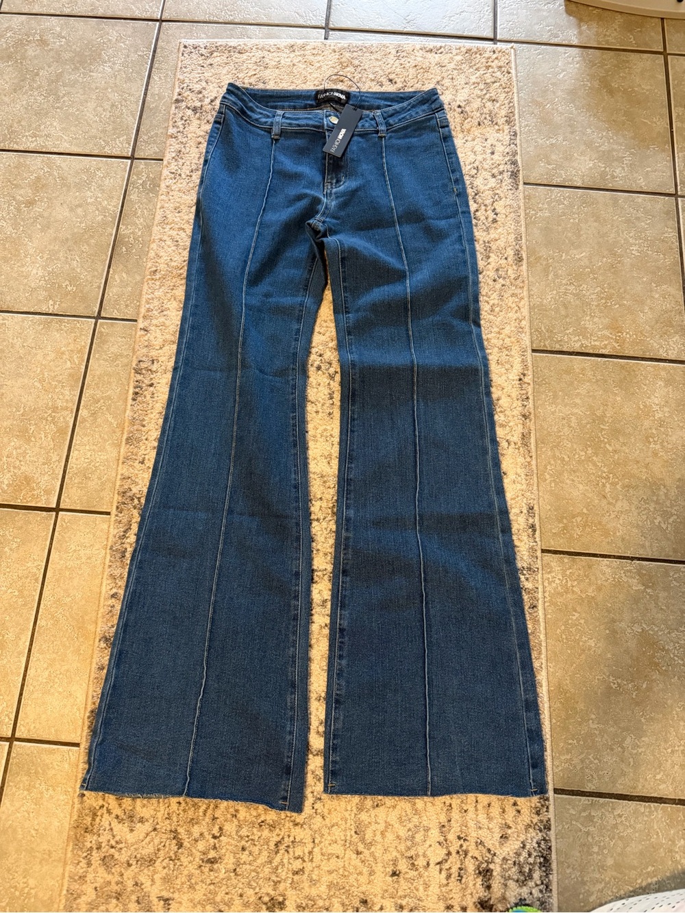 Fashion Nova Dark Blue Stretchy Flare Jeans